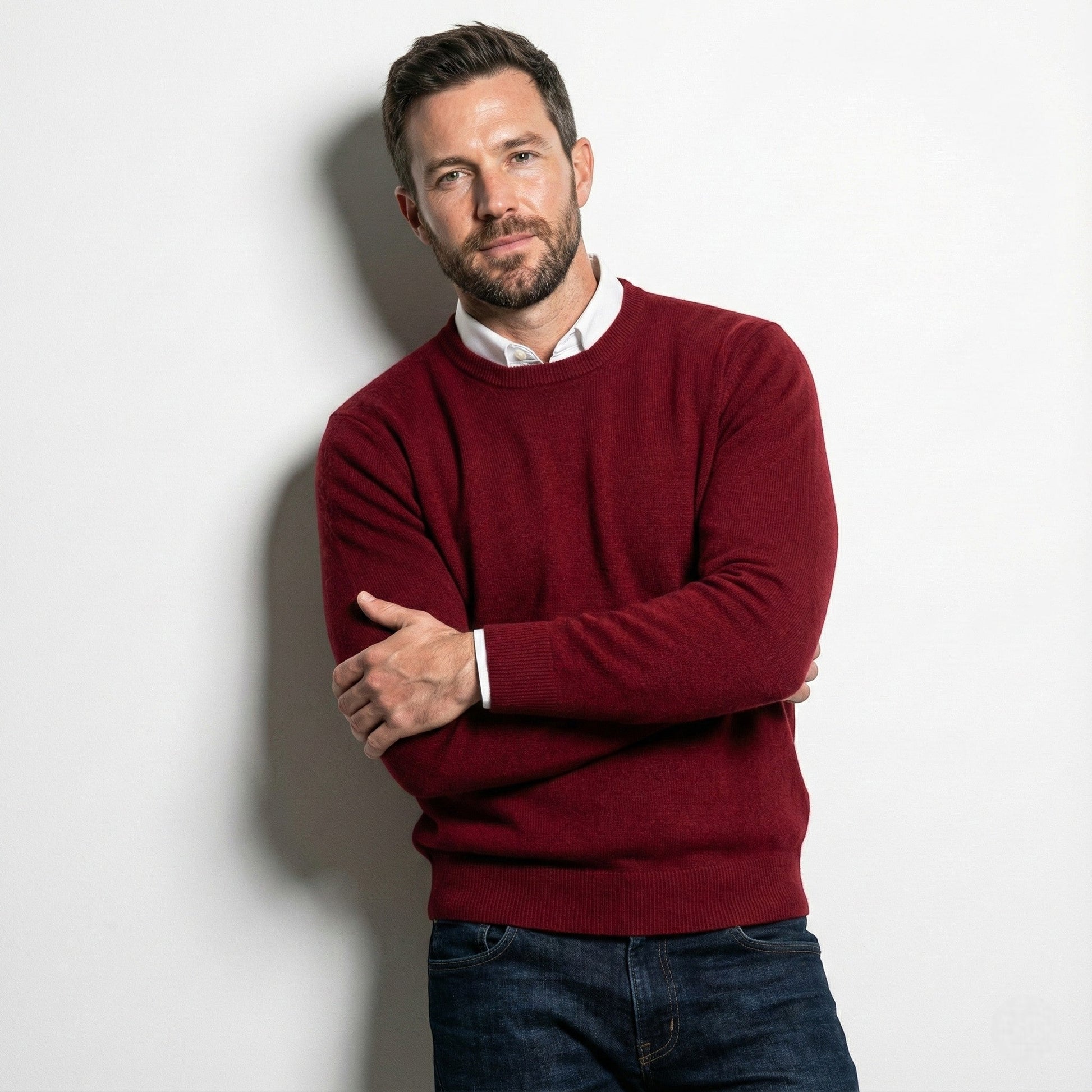 Renzo men's wool sweater regular modern cut layerable office-to-weekend versatile style