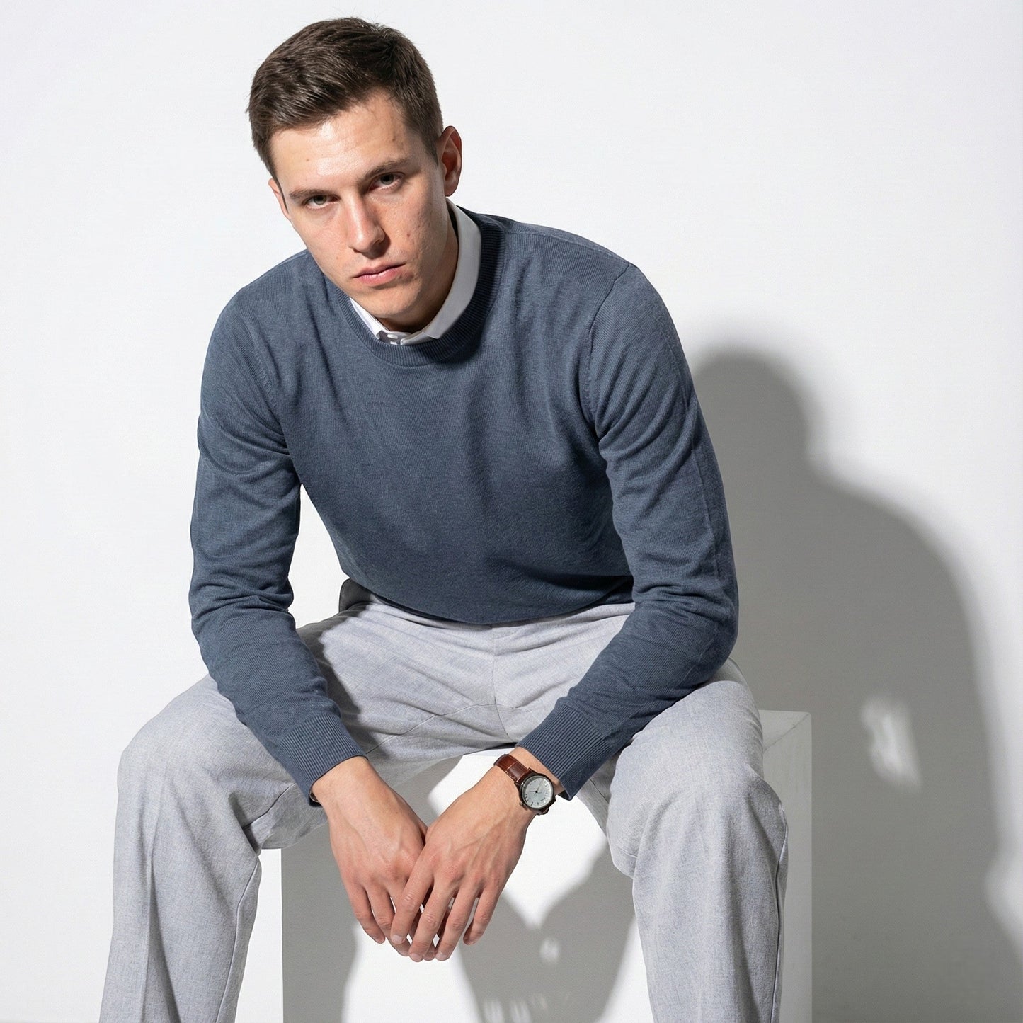 Renzo men's wool sweater regular modern cut versatile office-to-weekend polished warm comfort