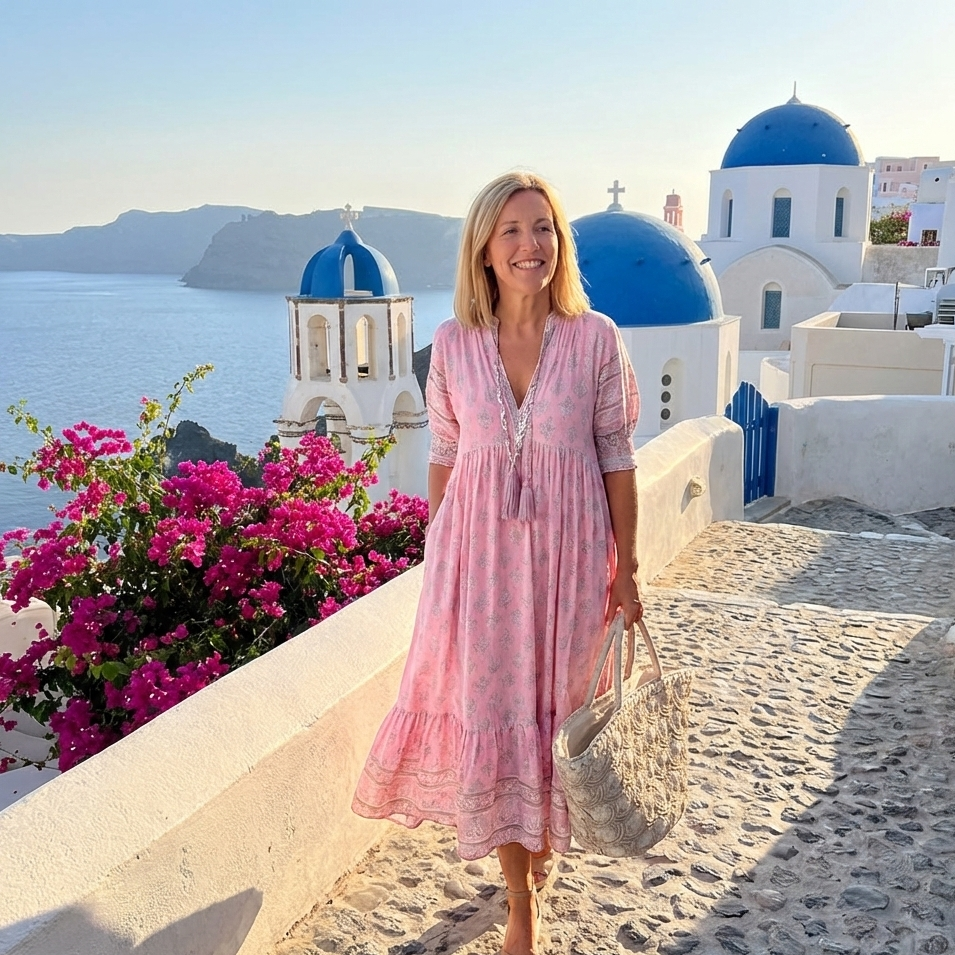 Women's boho midi dress with pockets, lightweight floral print, relaxed fit for beach summer style