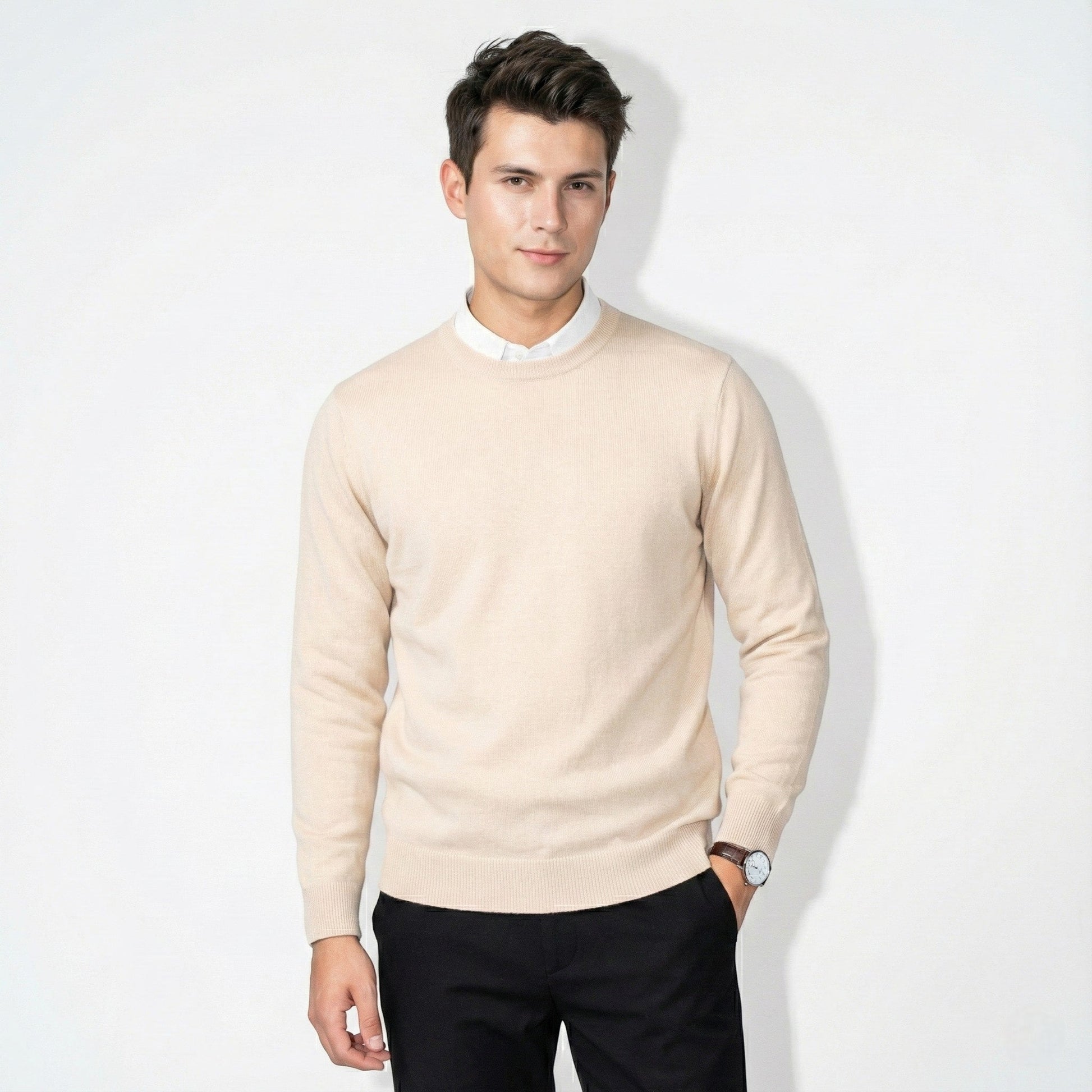 Renzo men's wool sweater modern regular fit versatile office-to-weekend polished winter style