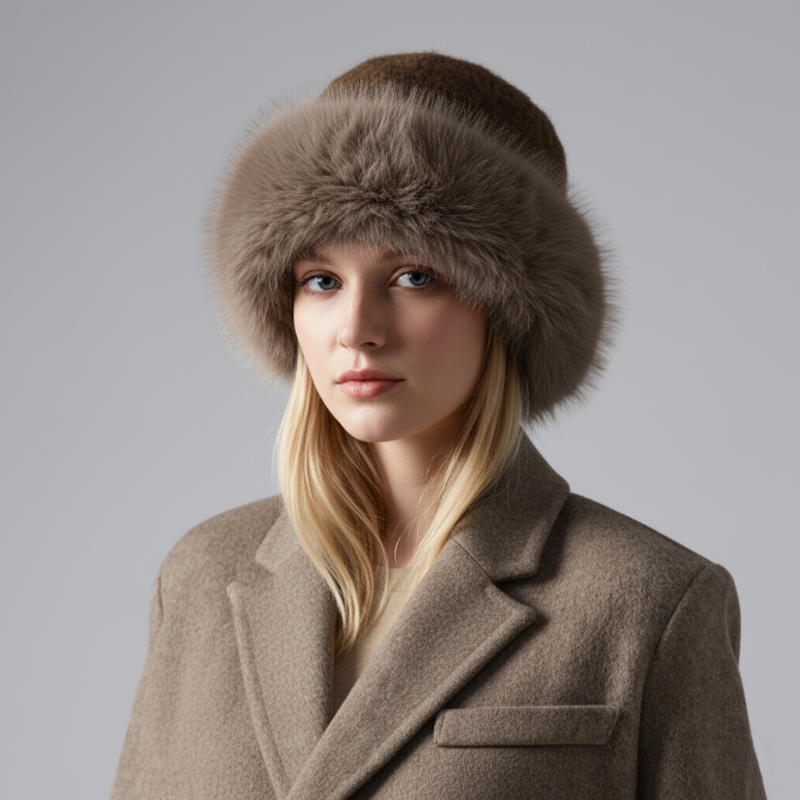 Sinclair women's genuine mink fur cap in warm brown, elegant understated style with luxurious softness
