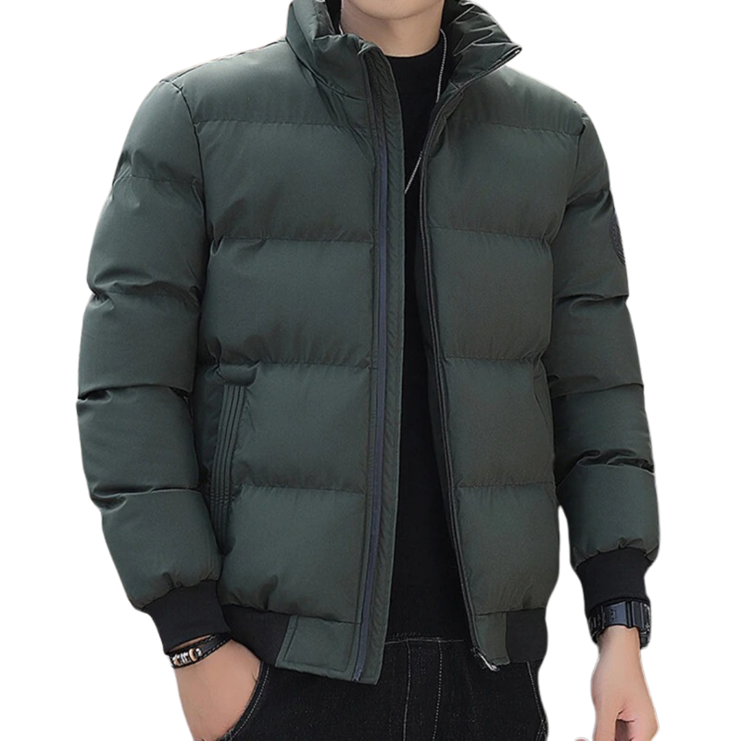 Padded cotton winter jacket unisex olive green quilted fit with thick thermal insulation outdoor ready