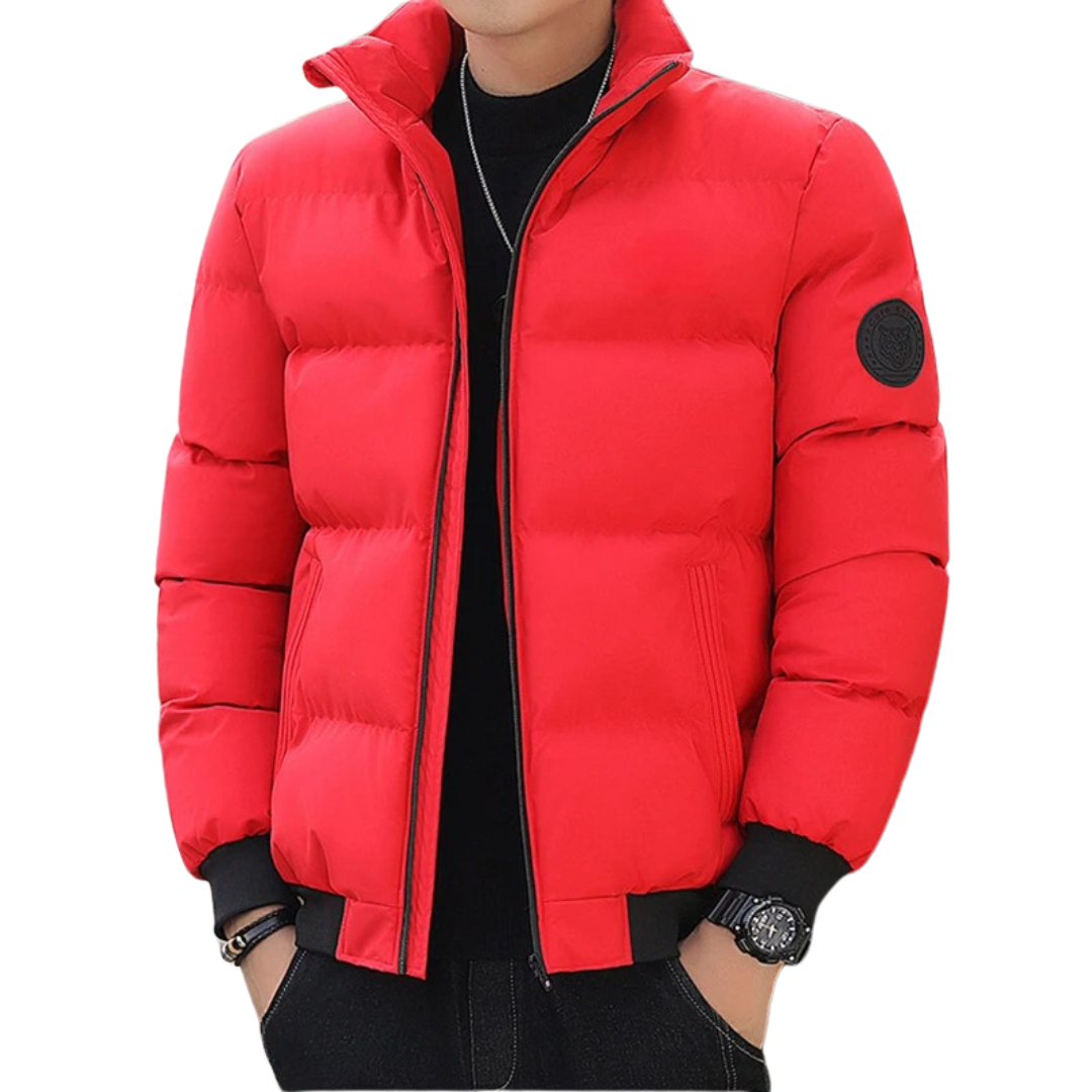 Men women black padded cotton winter jacket thick insulation relaxed fit cold weather outdoor