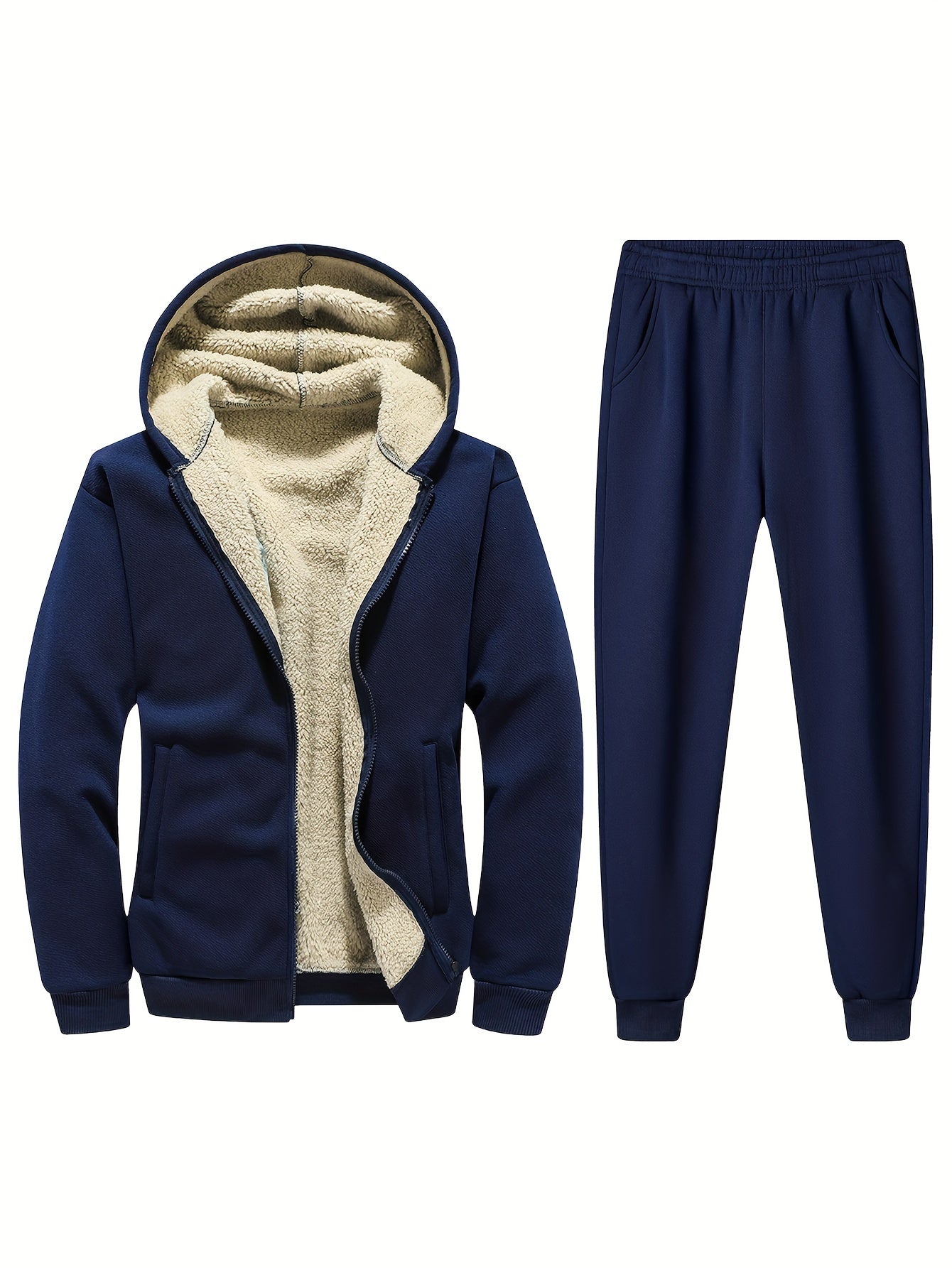 Men women gray fleece jogging suit comfort fit stand-up collar zip jacket trackset