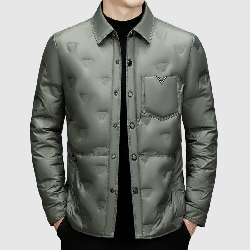 Lorenzo Vitali men's tailored coat premium poly-blend insulation classic polished silhouette