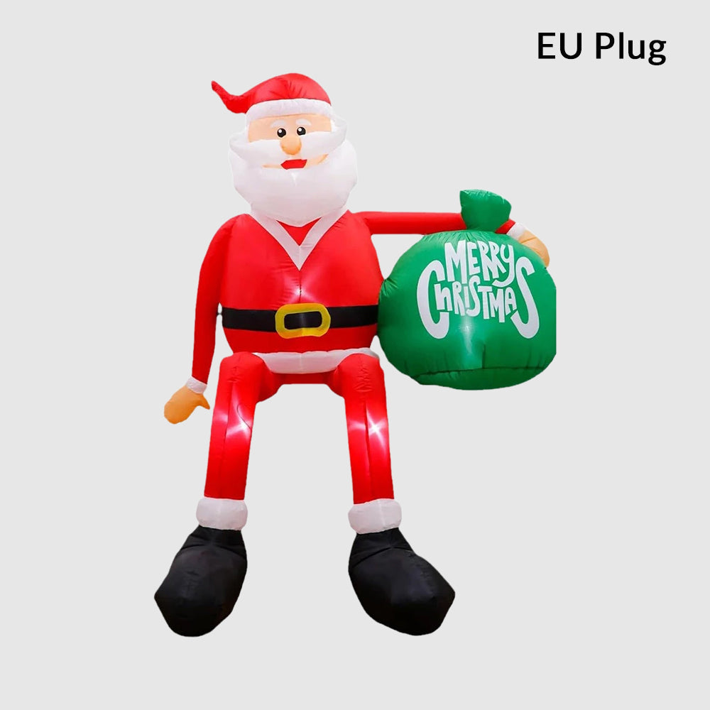 Giant 8-foot inflatable Santa with LED lights and gift package, durable outdoor yard holiday decor