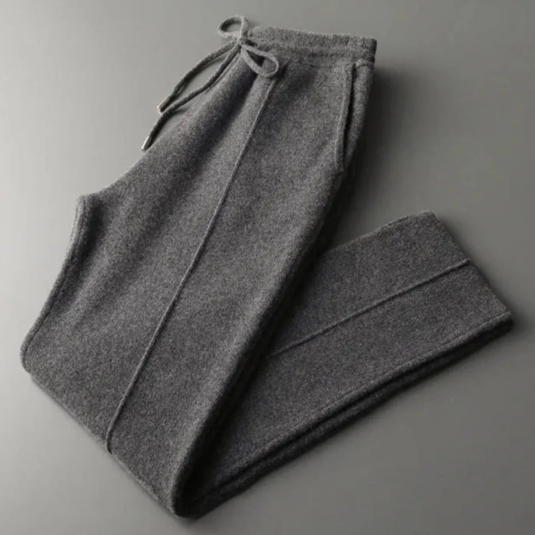 Men's merino wool tapered casual pants with drawstring waist, lightweight breathable everyday style