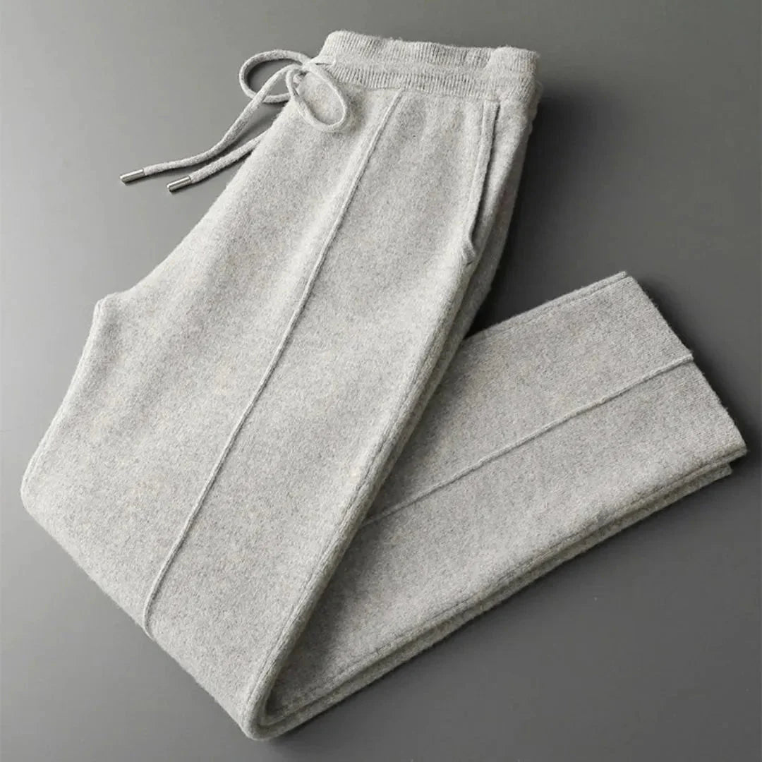 Men's merino wool casual tapered pants with drawstring waistband, lightweight breathable everyday comfort