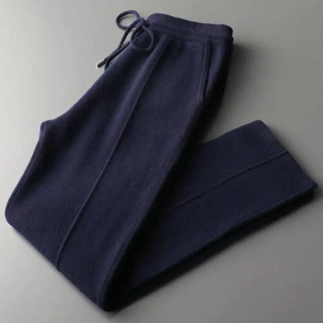 Men's merino wool casual tapered pants with drawstring waist, lightweight breathable everyday comfort
