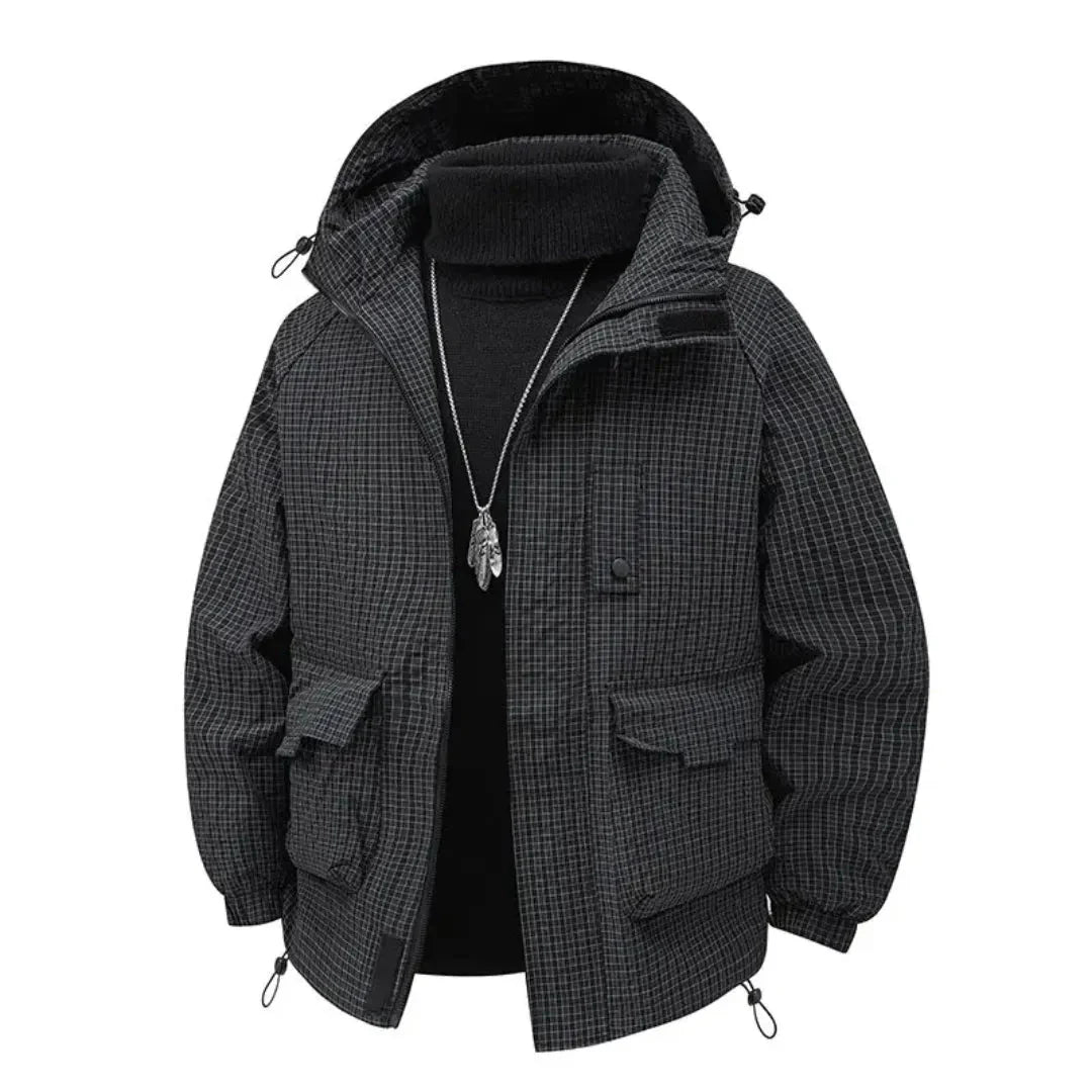 Men's hooded padded jacket textured shell lightweight insulation urban explorer weatherproof outerwear