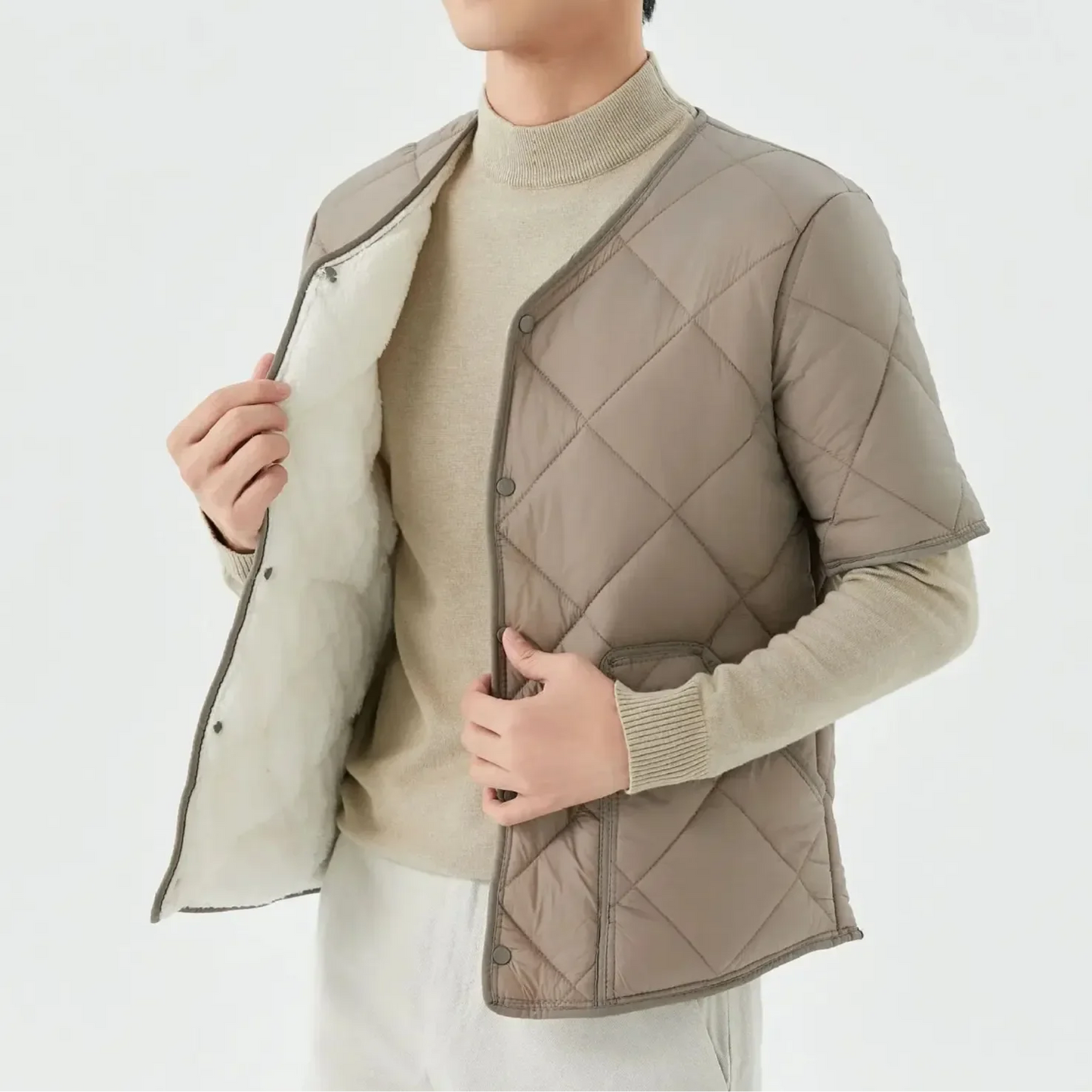 Unisex quilted vest with cozy fleece lining, lightweight layering essential for all seasons