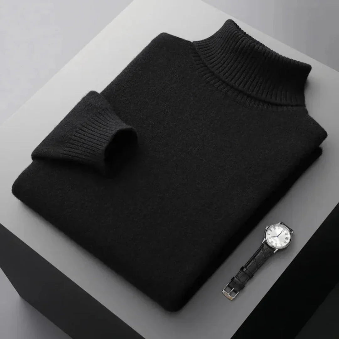 Glen unisex pure wool turtleneck sweater in neutral tone, ribbed knit cozy breathable everyday layer