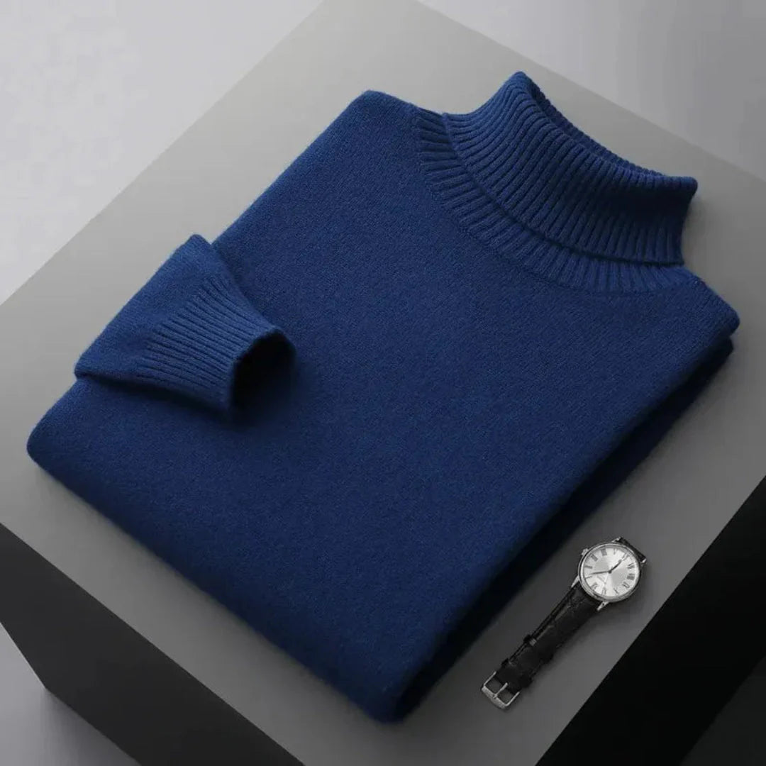 Glen unisex pure wool turtleneck sweater in neutral tone, ribbed knit cozy fit breathable warmth