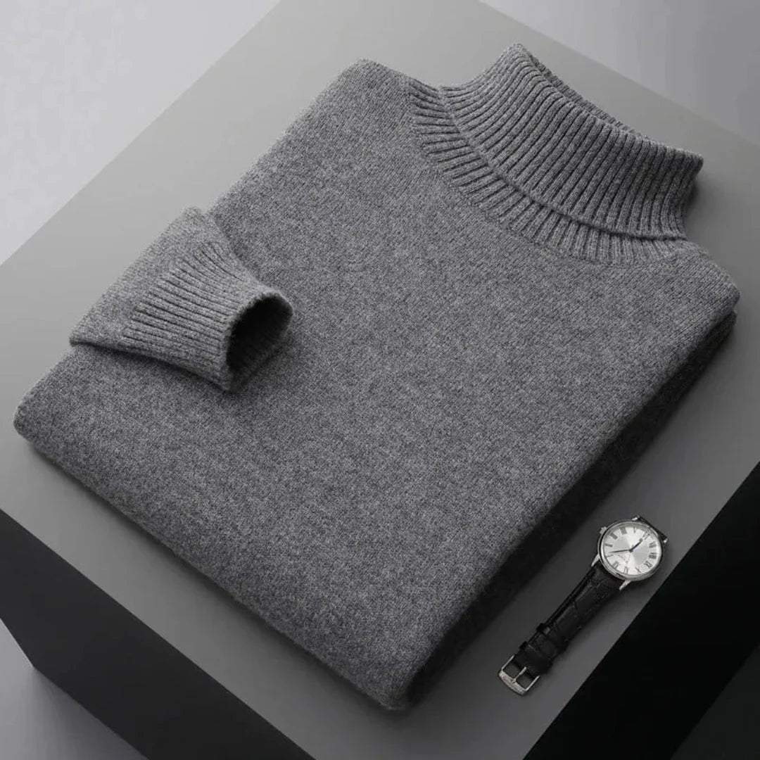 Glen pure wool unisex turtleneck sweater in classic knit with ribbed neckline for cozy warmth