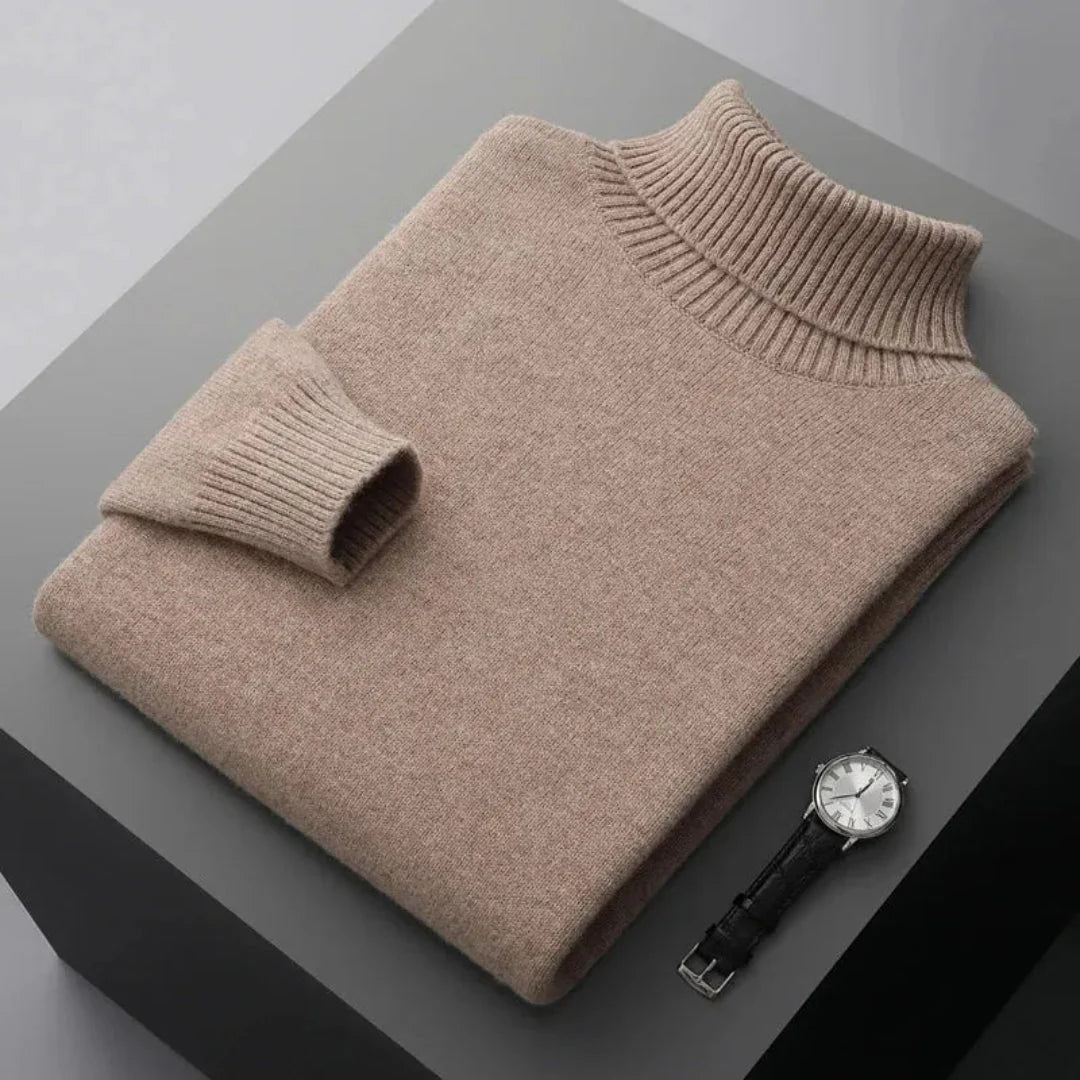 Glen unisex pure wool turtleneck sweater ribbed knit cozy breathable 100% wool everyday layering piece