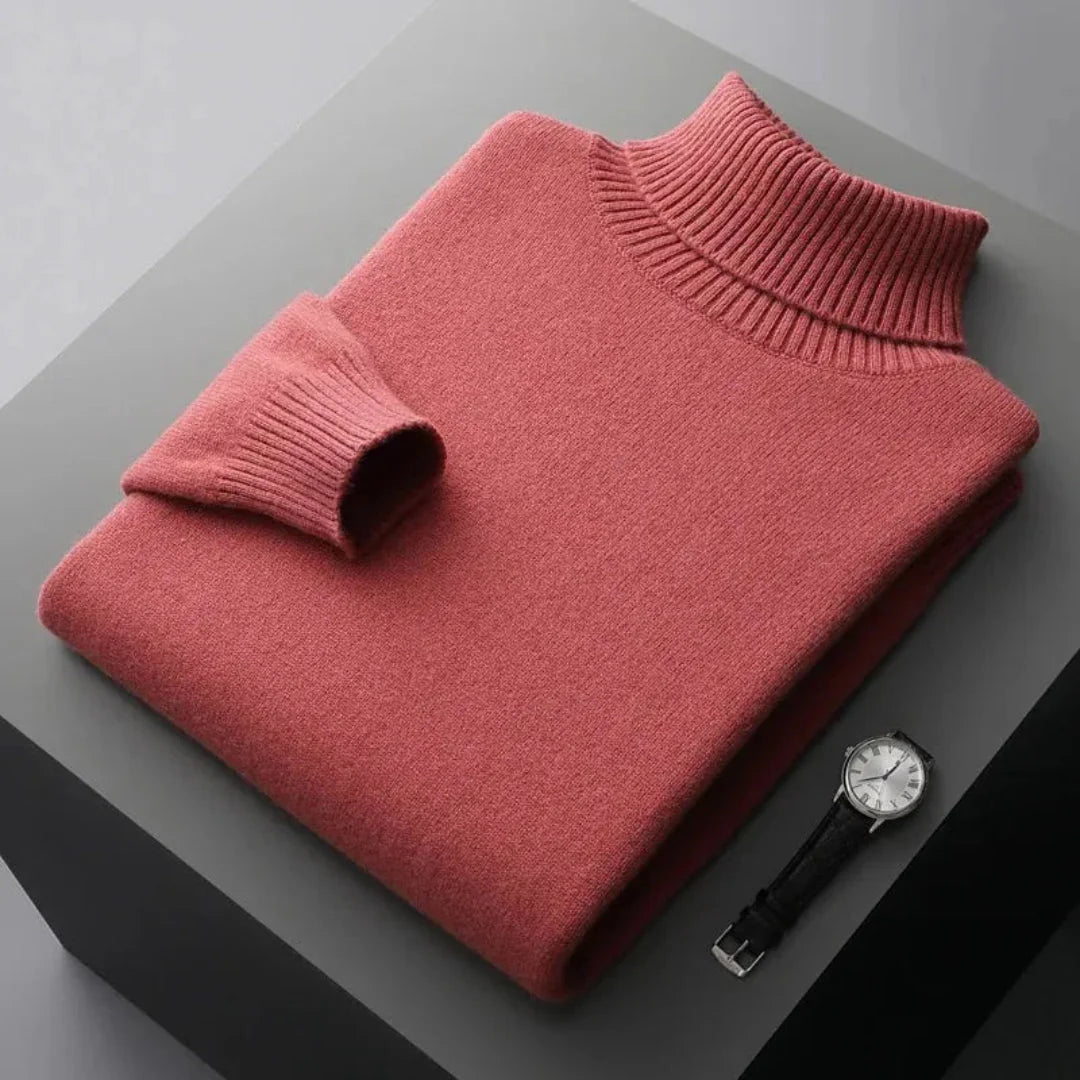 Glen unisex pure wool turtleneck sweater in classic knit, ribbed neckline, breathable 100% wool comfort