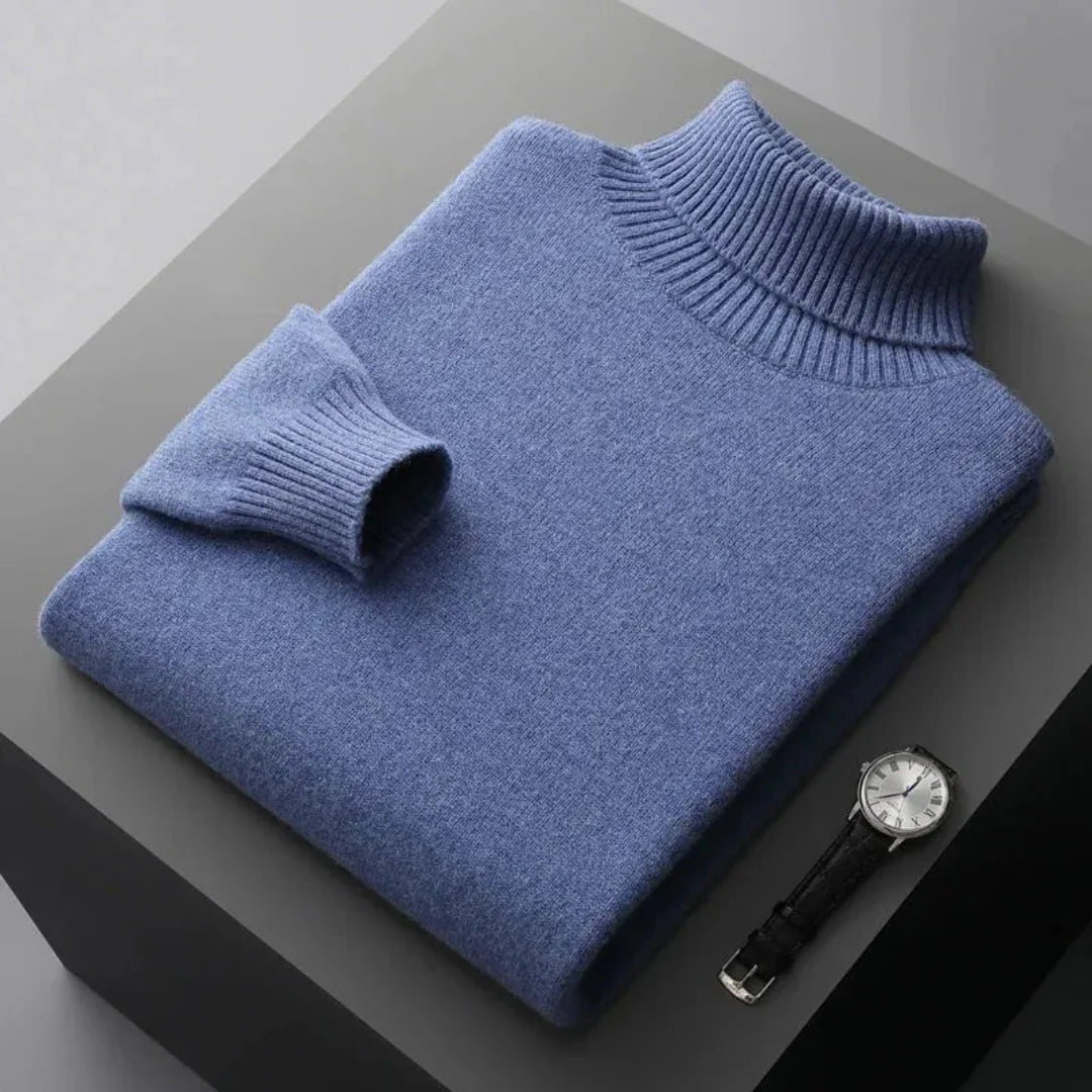 Glen unisex pure wool turtleneck sweater ribbed knit cozy breathable 100% wool natural warmth