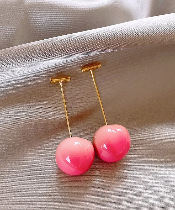 Boucles d'oreilles pendantes en alliage de cuivre rose dégradé de couleur cerise - Urbann-Vibe