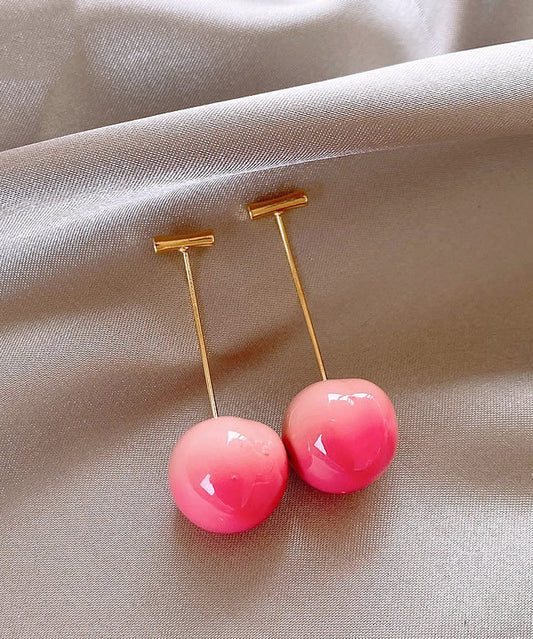 Boucles d'oreilles pendantes en alliage de cuivre rose dégradé de couleur cerise - Urbann-Vibe