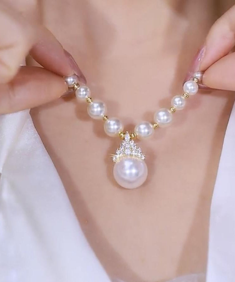 Collier avec pendentif en alliage de cuivre blanc dégradé de couleur et perle en zircon - Urbann-Vibe