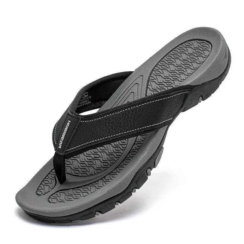 Men's athletic flip flops with arch support, water-ready design for beach and city everyday wear
