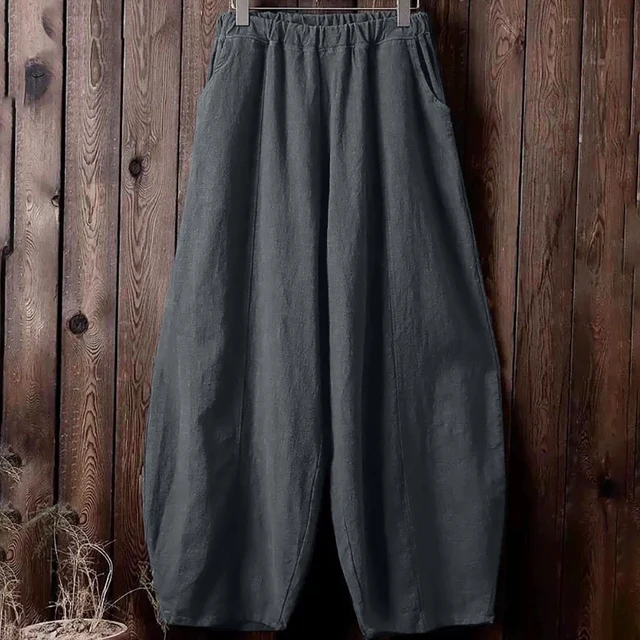 Women's wide leg pants relaxed fit elastic waist full-length breathable casual trousers Nordisk-Flair