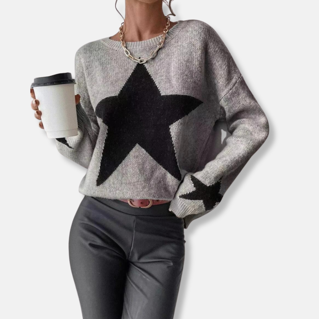 Women's soft knit pullover sweater relaxed fit round neck viscose blend ribbed cuffs casual winter style