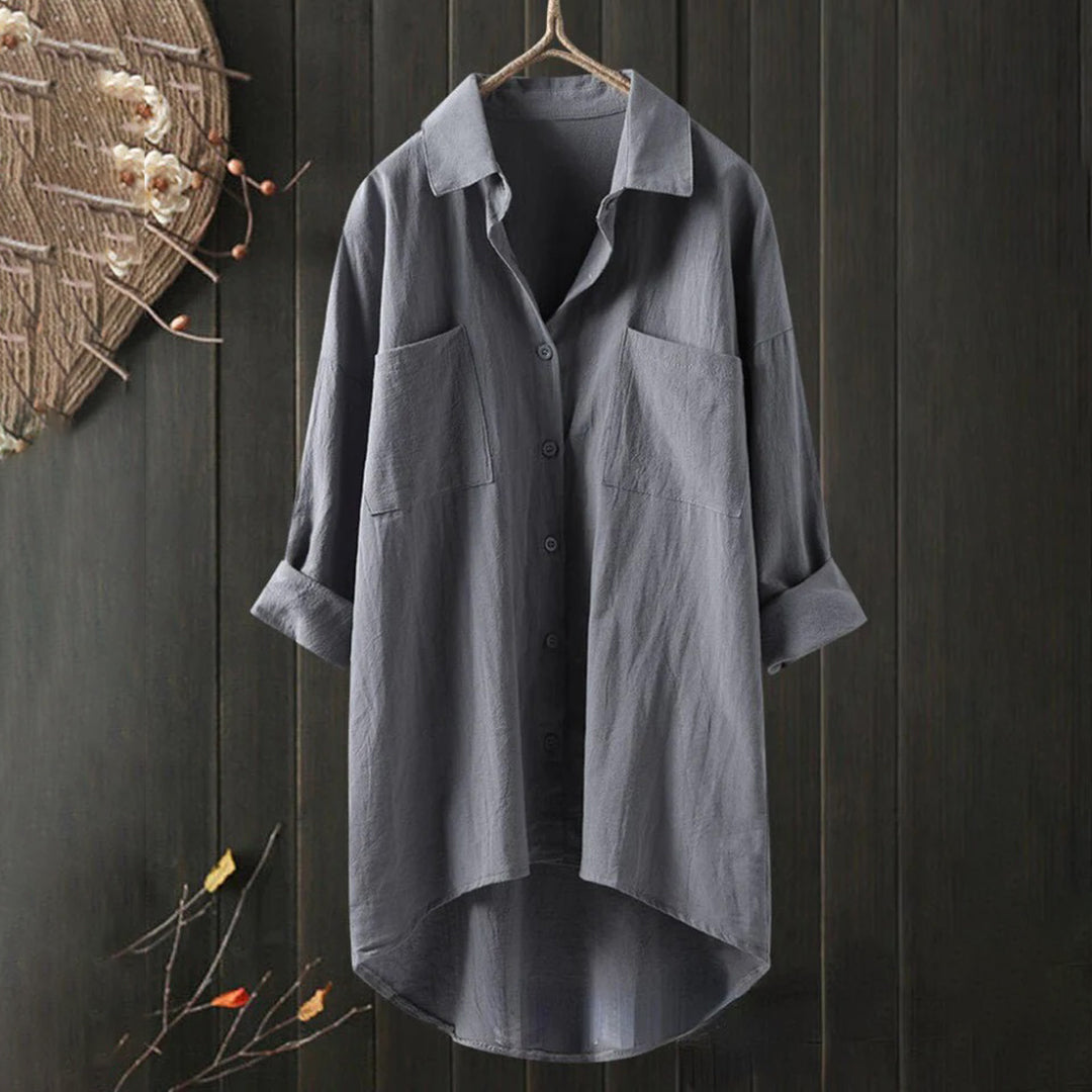Women's white classic blouse long sleeves solid premium cotton blend versatile work chic essential