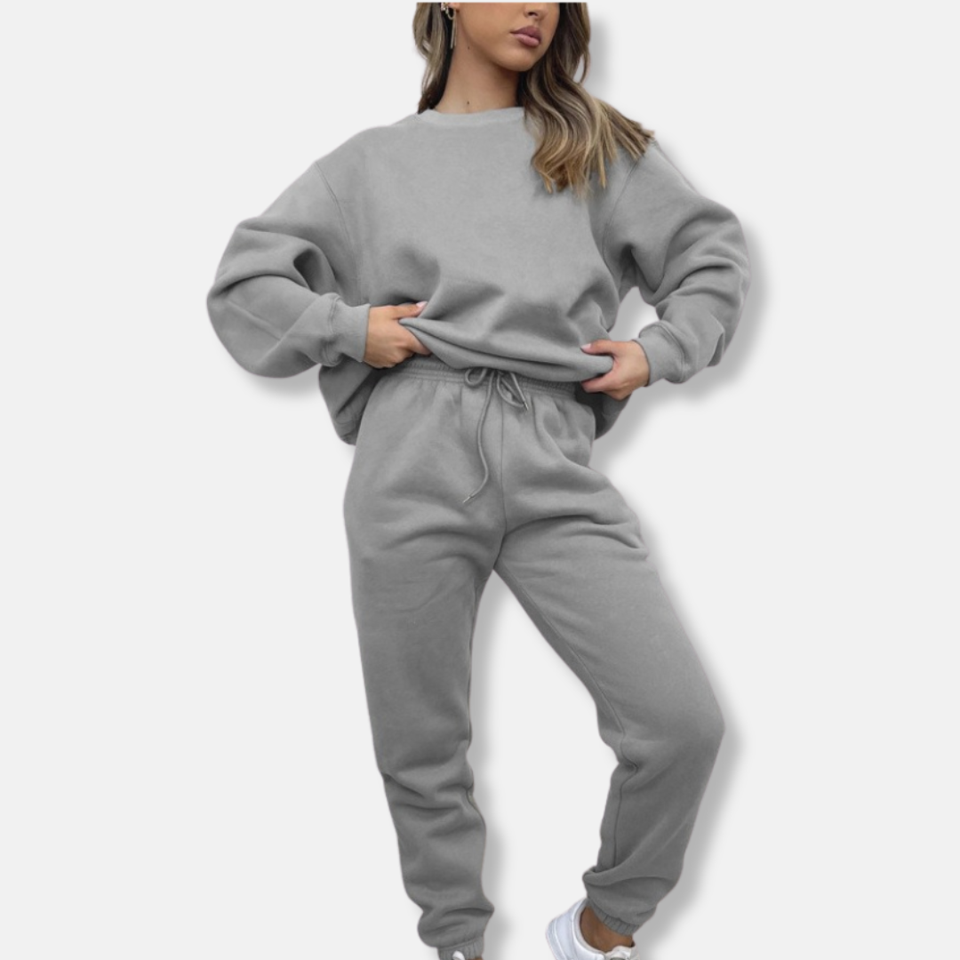 Women's cotton blend two-piece set relaxed fit elastic drawstring waist casual everyday comfort