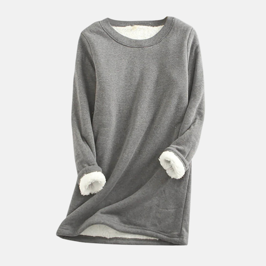 Women's plush-lined knit crew neck sweatshirt relaxed fit cozy everyday warmth casual style