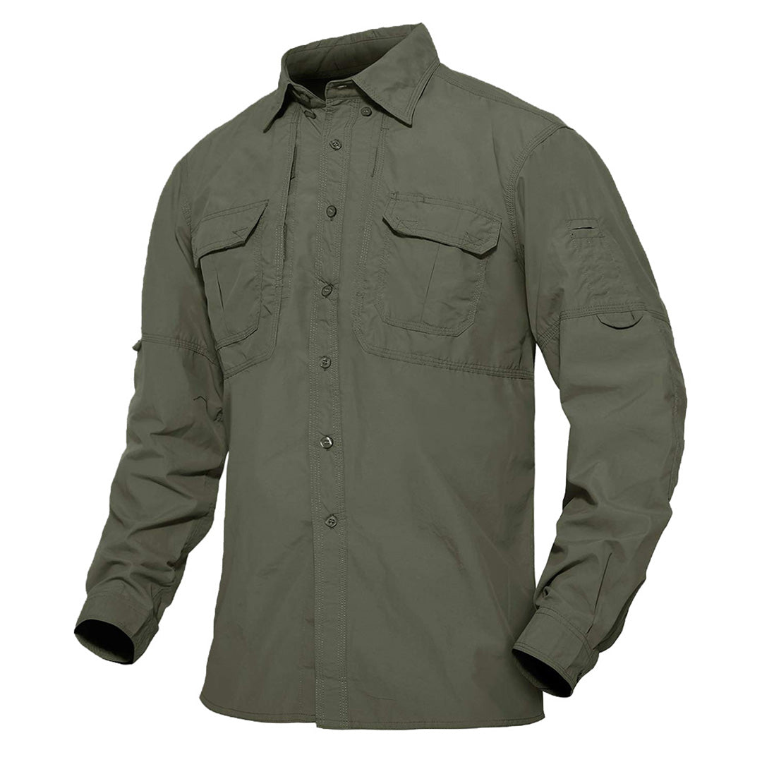 Men's quick-dry long sleeve hiking shirt, lightweight UV protection nylon mesh, outdoor fit