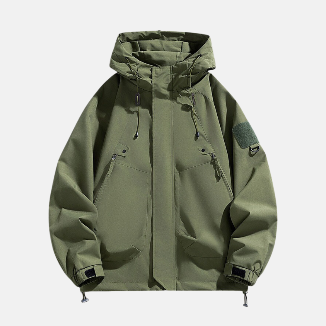 Men's relaxed fit utility jacket water-resistant tech fabric multi-pocket design for urban outdoor wear