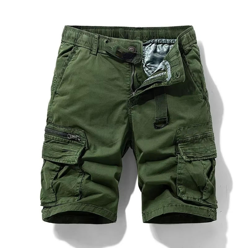 Men's camouflage cargo shorts six-pocket utility design adjustable drawstring waist cotton outdoor style