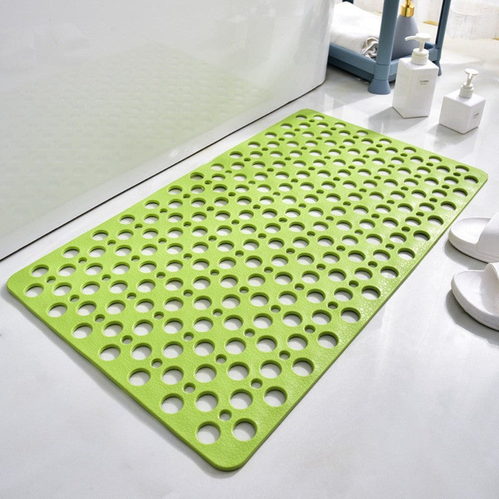 Premium gray non-slip rubber shower mat with drainage holes and textured surface for seniors