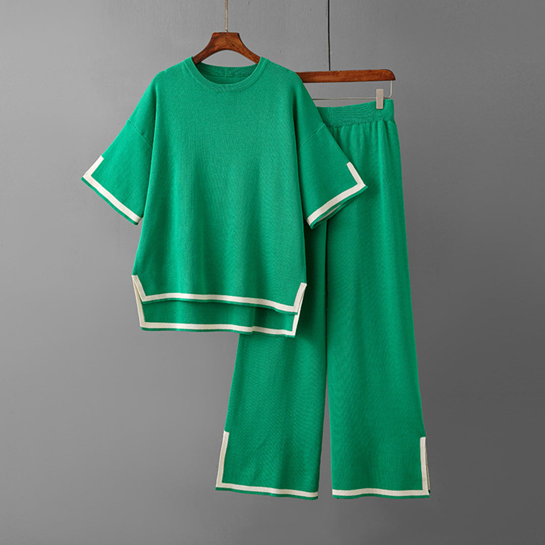 Women's elegant chic summer set soft flattering fit silky two-piece outfit for everyday wear