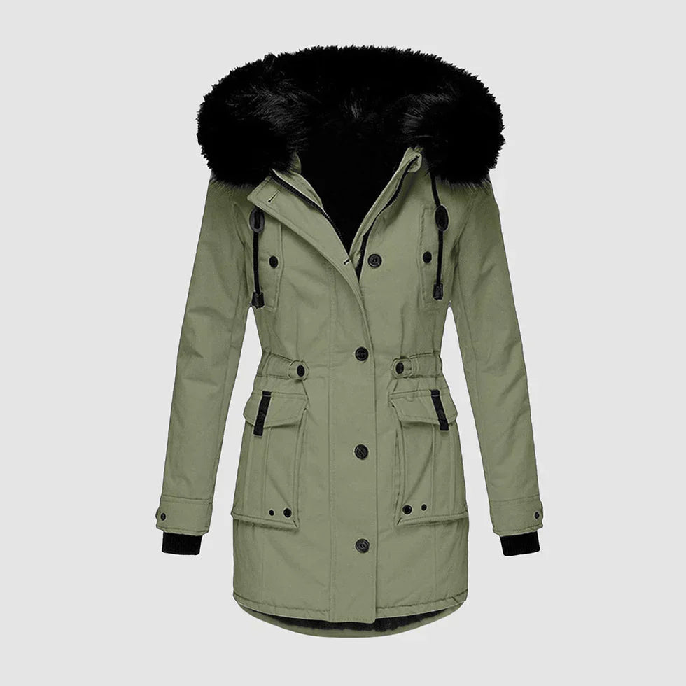 Saige women's waterproof winter jacket black sleek silhouette warm lining outdoor everyday wear