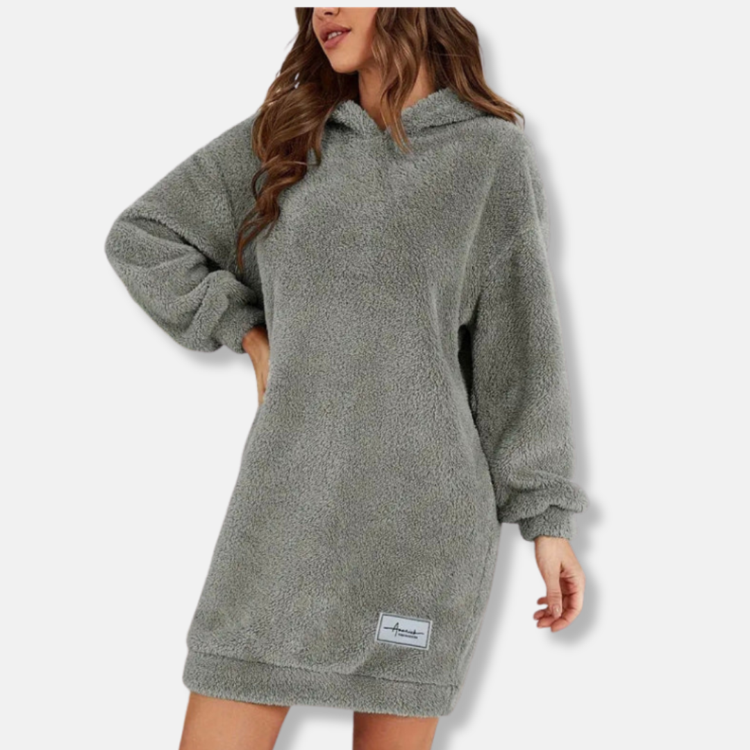 Women's oversized hoodie dress soft fleece long sleeve casual lounge comfort fit