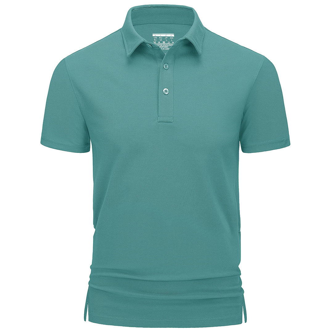Men's quick-dry golf polo shirt breathable cotton blend with light stretch for active outdoor wear