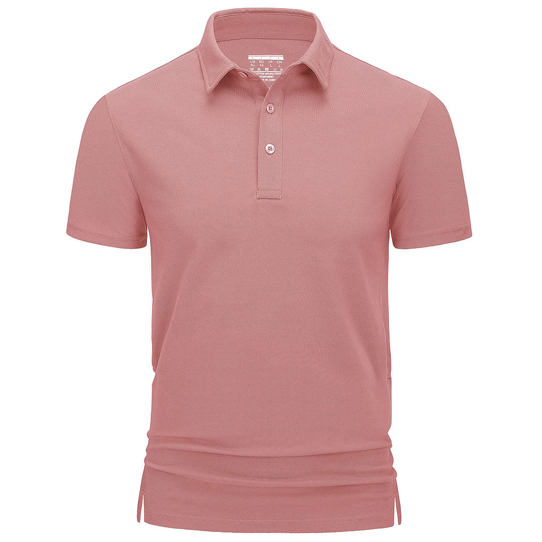 Men's quick-dry golf polo shirt breathable cotton blend with light stretch for active outdoor wear
