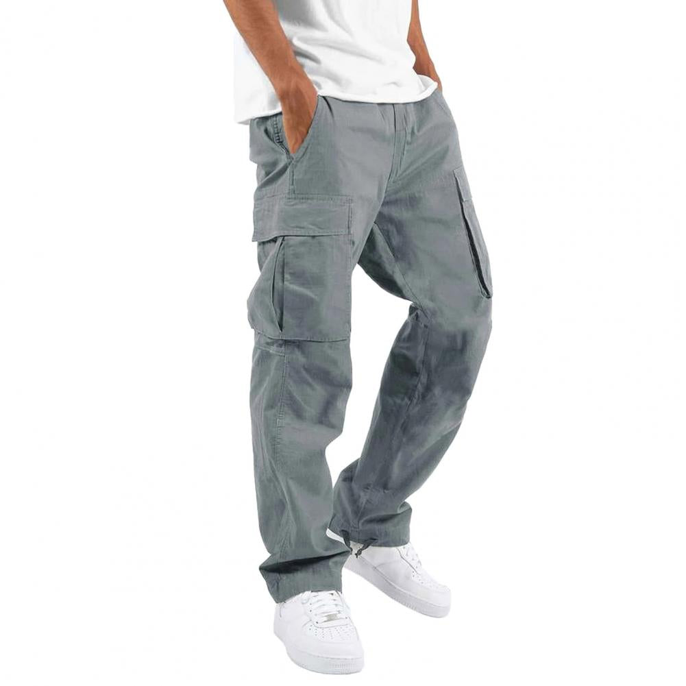 Straight leg cargo pants unisex relaxed fit breathable everyday casual wear with multi-pocket design
