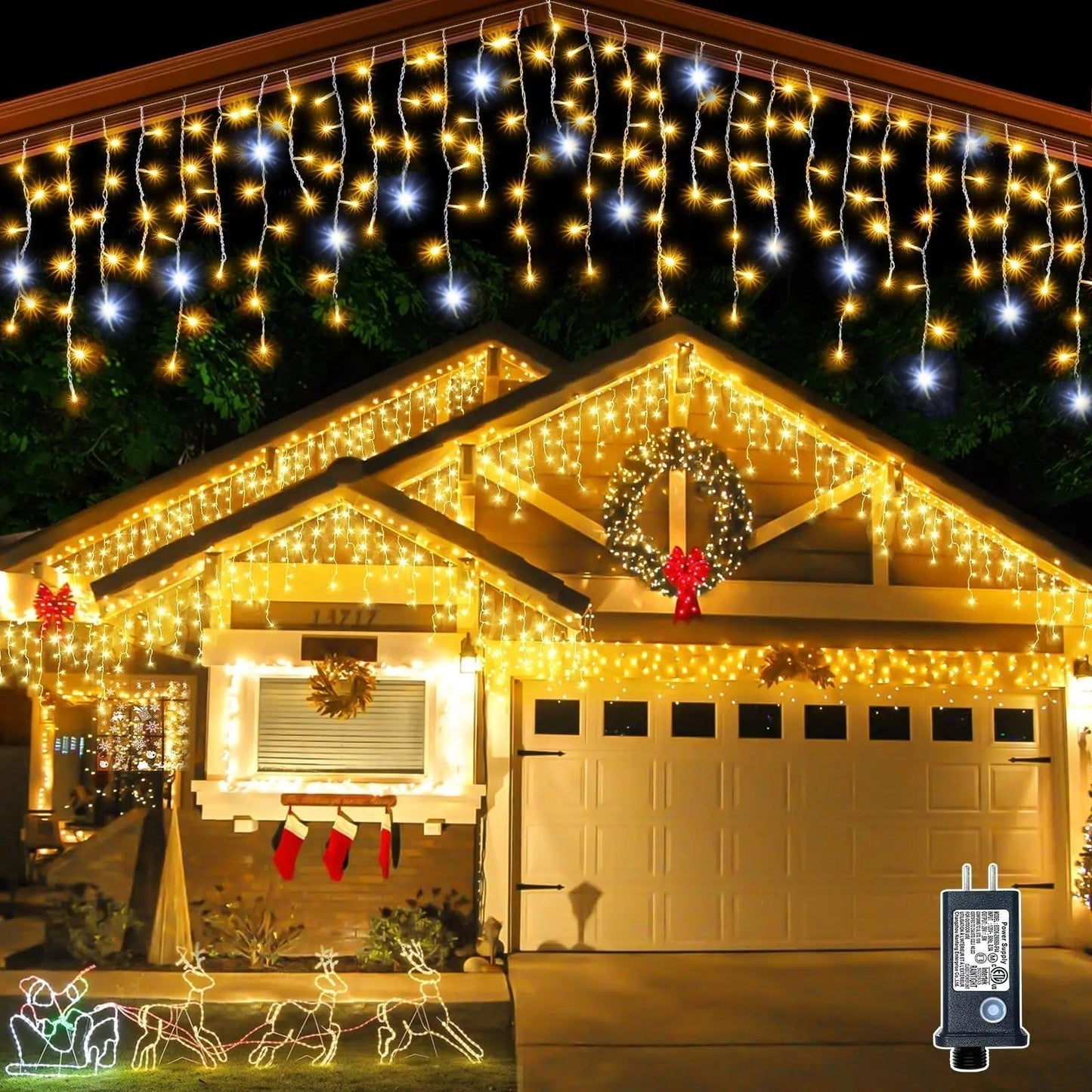 GlowCurtain LED light curtain 4m wide blinking sparkle outdoor indoor party Christmas decoration