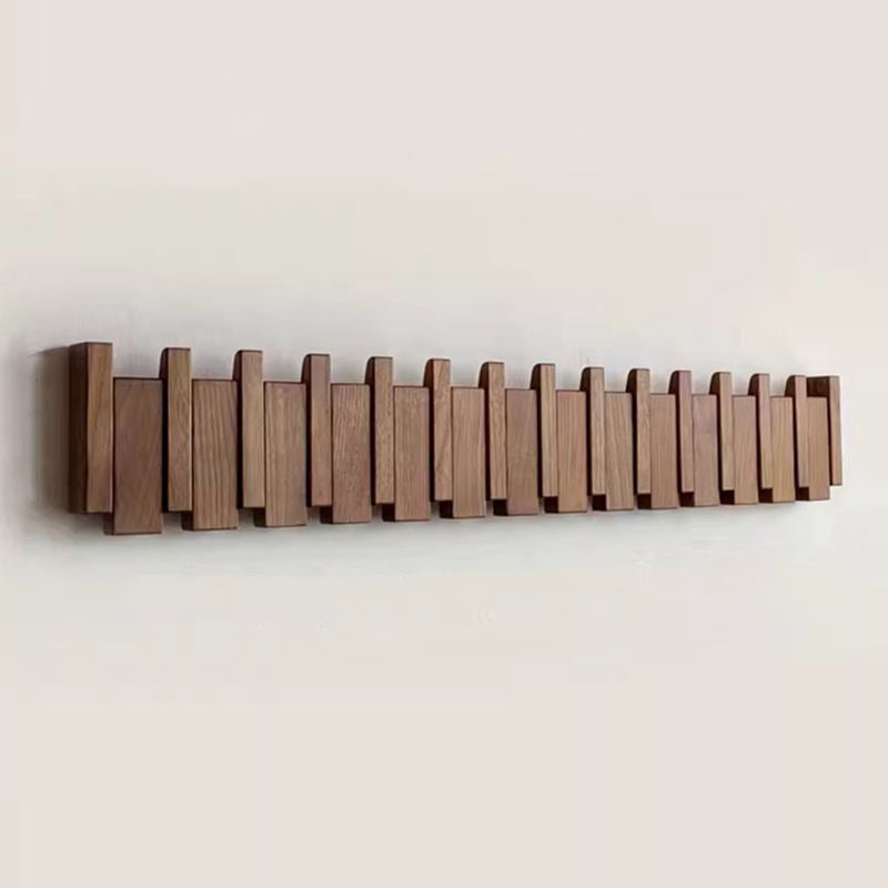 Willem handmade wall-mounted wooden coat rack piano key design with foldable hooks elegant home