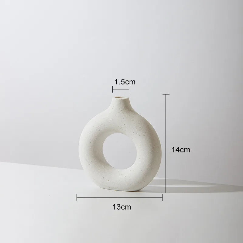 Hadran circular ceramic vase minimalist Nordic design smooth finish modern table accent