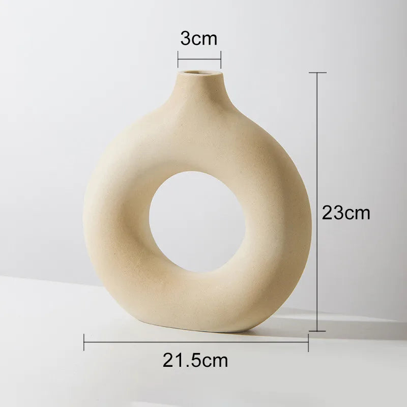 Hadran circular ceramic vase minimalist Nordic design smooth durable finish modern table accent