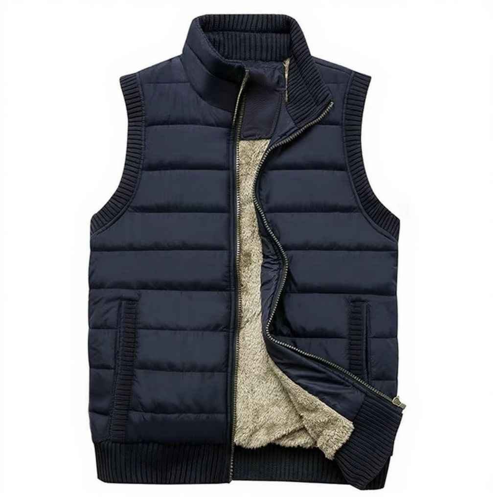 Men's gray fleece vest multi-pocket utility design lightweight outdoor hiking layer