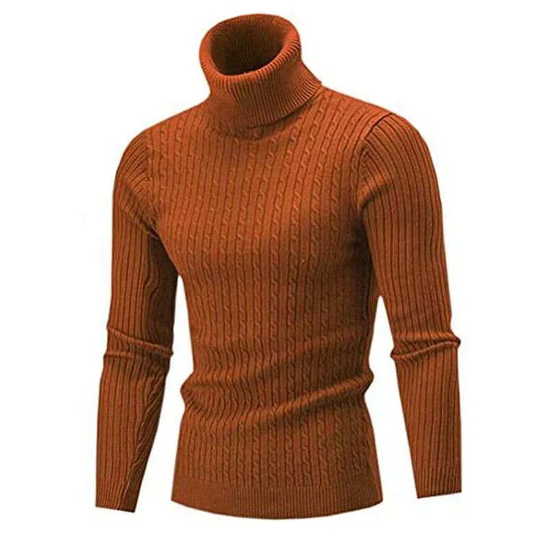 Men's classic cream turtleneck sweater soft cozy knit winter layer cold weather warmth