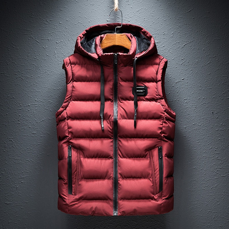 Men's Logan insulated vest navy blue lightweight full-zip hooded vest for fall winter outdoor warmth