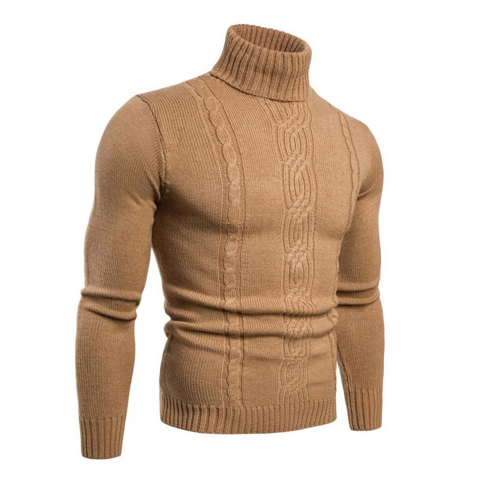 Adrian cable knit sweater with high turtleneck, thick cozy winter style in neutral warm tones
