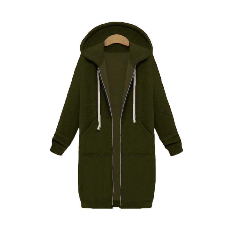 Women's longline full-zip fleece hoodie relaxed cozy silhouette extended length everyday layering