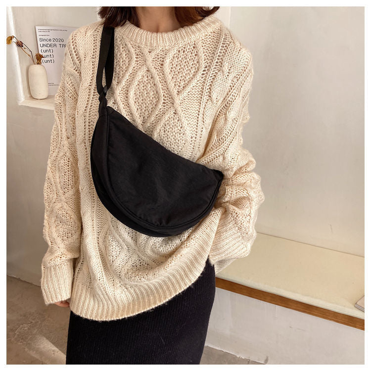 Nevaeh crescent crossbody bag women lightweight casual zip-top unstructured rounded silhouette